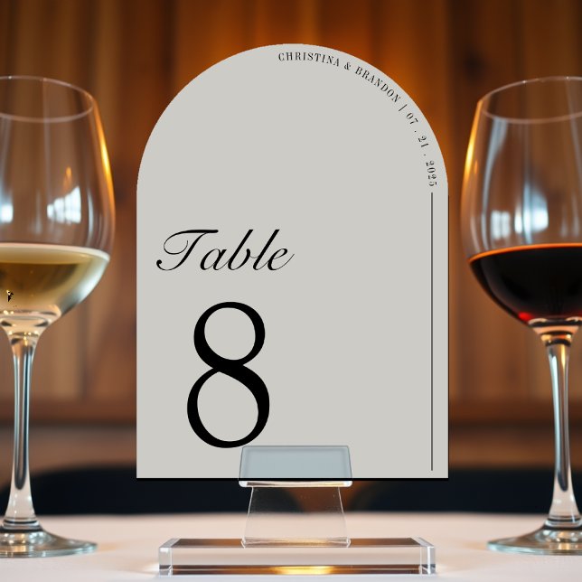 Convite Número da Tabela de Arcos Brancos Ecru, Minimalist (Old Money Minimalist Ecru White Arch Table Number
)