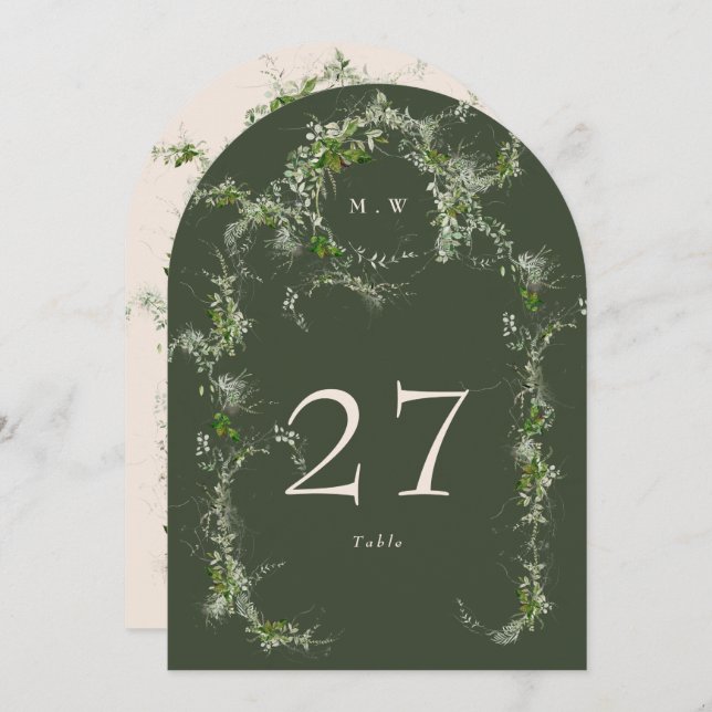 Convite Numero da Tabela de Arrasto Eucalyptus Verdes (Frente/Verso)