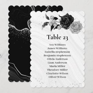 Convite número da tabela de assentos de flores prateadas e