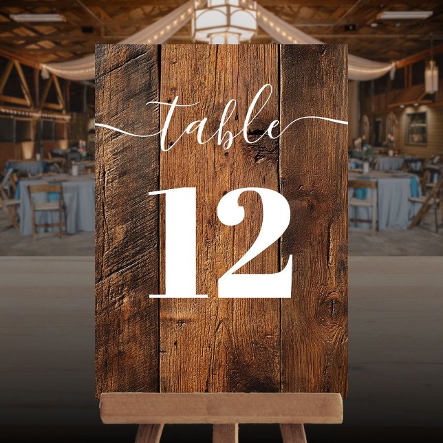 Convite Número da Tabela de Boho de Madeira de Barn Russo (Rustic Barn Wood Boho Table Number)
