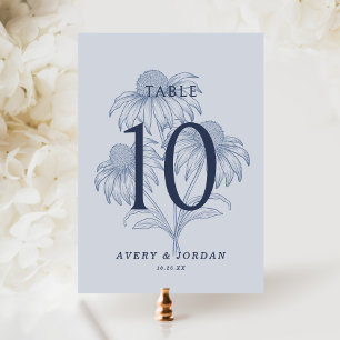 Convite Número da Tabela de Casamento Azul com Derramament