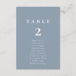 Convite Número da Tabela de Casamento Azul Elegante Dusty