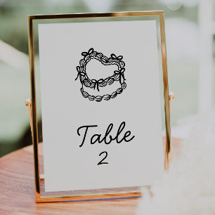 Convite Número Da Tabela De Casamento De Bolo Desenhado À