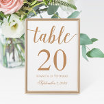 Convite Número da Tabela de Casamento de Caligrafia Dourad<br><div class="desc">Personalize a cor do backer ou copie e cole para duplicar frente e verso e altere a cor do backer para branco ou transparente. Cortes de papel cortados e cortados opcionais.</div>