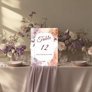 Convite Número da Tabela de Casamento de Cores d'Água do B