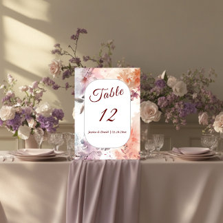 Convite Número da Tabela de Casamento de Cores d'Água do B