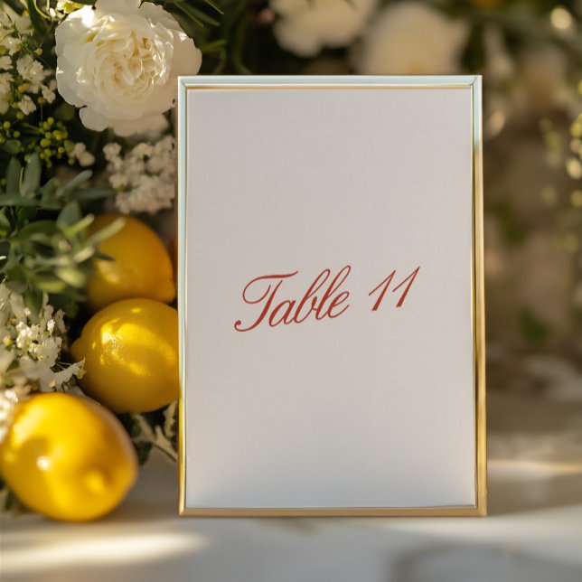 Convite Número da Tabela de Casamento de Feriado e Vermelh (Elegant Vintage Red & Ivory Wedding Table Number)