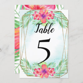 Convite Número da Tabela de Casamento de Praia de Hibiscus