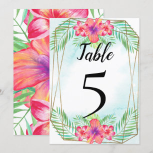 Convite Número da Tabela de Casamento de Praia de Hibiscus