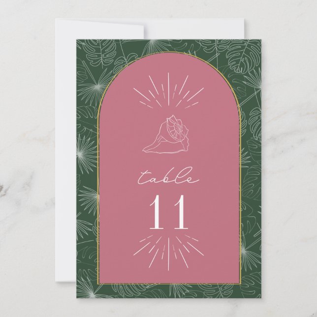 Convite Número da Tabela de Casamento de praia de Seashell (Frente)