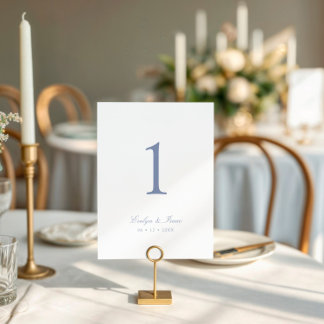 Convite Número da Tabela de Casamento de Script Azul Elega