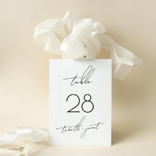 Convite Número da Tabela de Casamento de Script Branco Neg