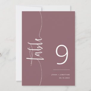 Convite Número da Tabela de Casamento de Script Roxo Elega