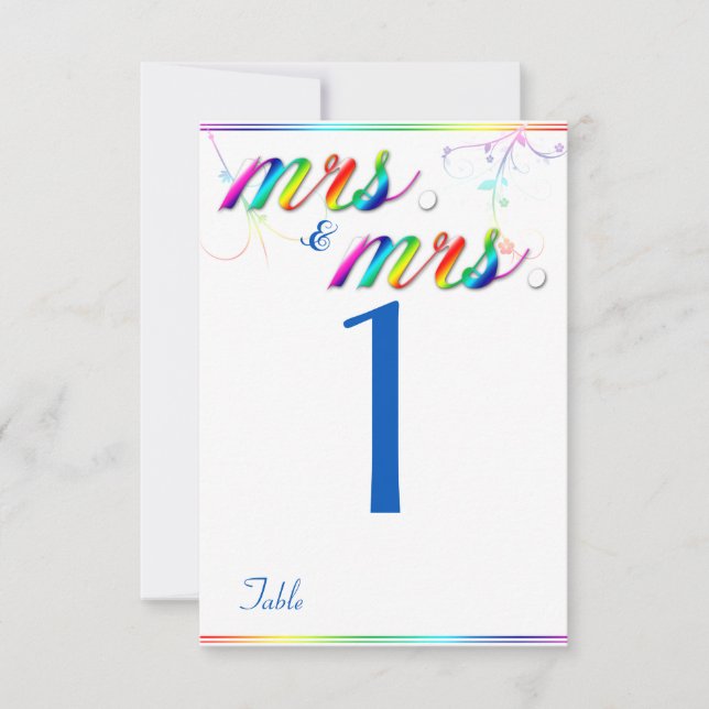 Convite Número da Tabela de Casamento do Gay Floral Arco-Í (Frente)