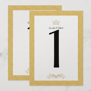Convite Número da Tabela de Casamento do Monograma Dourado