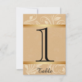 Convite Número da Tabela de Casamento Floral de Bronze Mod