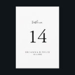 Convite Número da Tabela de Casamento Minimalista Simples<br><div class="desc">Este simples número minimalista da mesa de casamento é perfeito para um casamento moderno. O design simples e elegante apresenta a tipografia de scripts clássicos e ricos em preto e branco. Este é um número de tabela de dois lados. Adicione cada número de tabela que você precisa ao seu carrinho...</div>