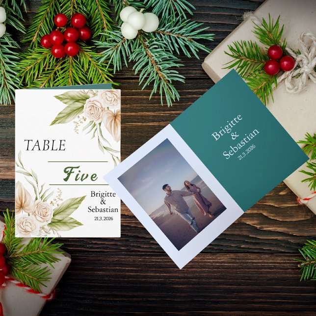 Convite Número da Tabela de Casamento Pampas Dobrada (Criador carregado)