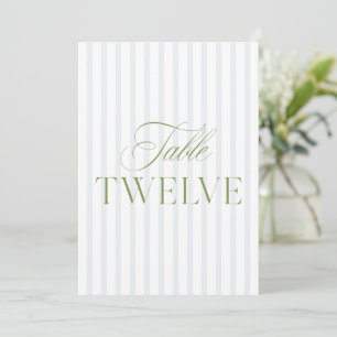 Convite Número da Tabela de Casamento Verde e Azul do Sage