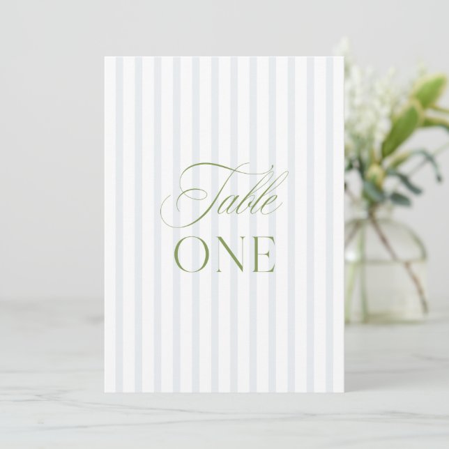 Convite Número da Tabela de Casamento Verde e Azul do Sage (Em pé/Frente)