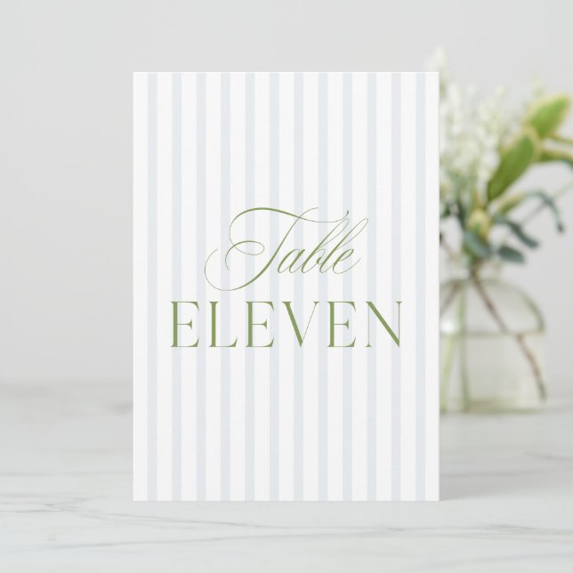 Convite Número da Tabela de Casamento Verde e Azul do Sage (Em pé/Frente)