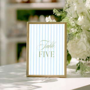 Convite Número da Tabela de Casamento Verde e Azul do Sage