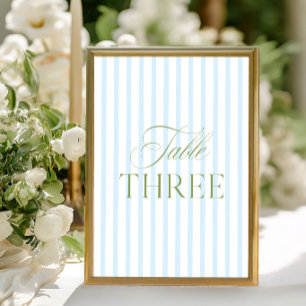 Convite Número da Tabela de Casamento Verde e Azul do Sage