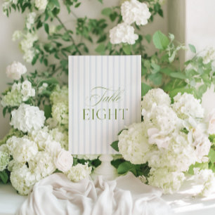 Convite Número da Tabela de Casamento Verde e Azul do Sage
