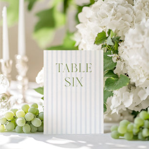 Convite Número da Tabela de Casamento Verde e Azul do Sage