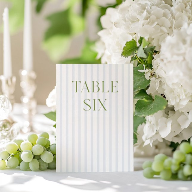 Convite Número da Tabela de Casamento Verde e Azul do Sage (Classic Sage Green & Blue Wedding Table Number)