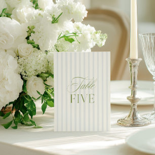 Convite Número da Tabela de Casamento Verde e Azul do Sage