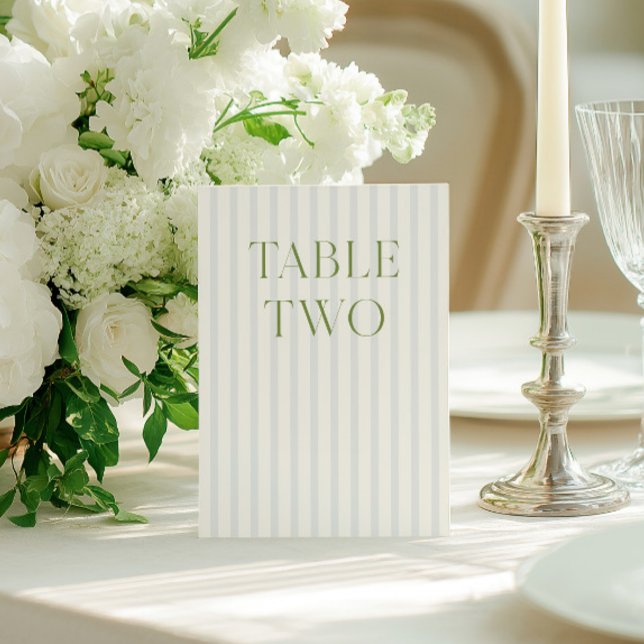 Convite Número da Tabela de Casamento Verde e Azul do Sage (Classic Sage Green & Blue Wedding Table Number)