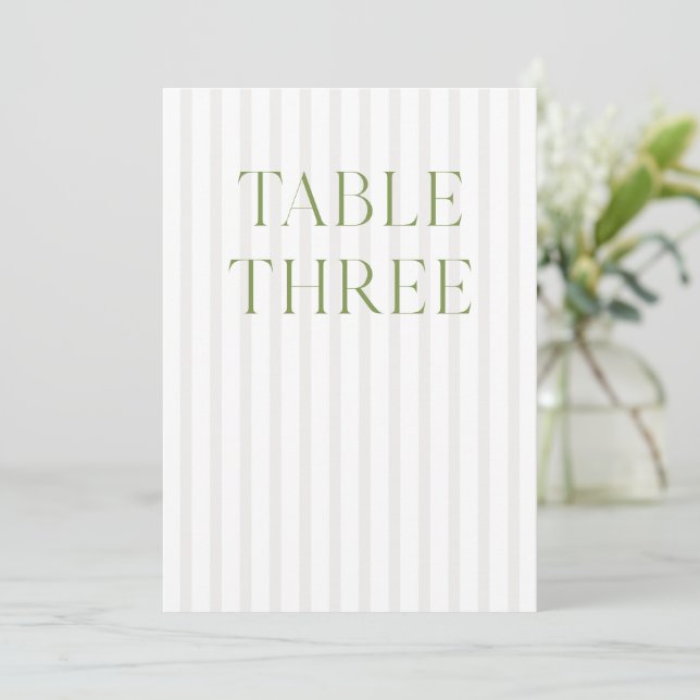 Convite Número da Tabela de Casamento Verde e Beige do Sag (Em pé/Frente)