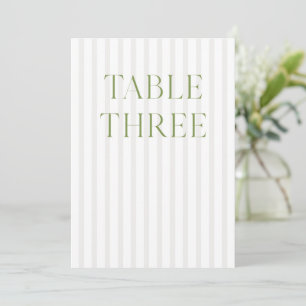 Convite Número da Tabela de Casamento Verde e Beige do Sag