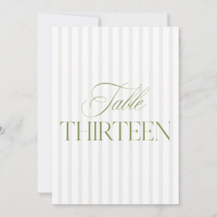 Convite Número da Tabela de Casamento Verde e Beige do Sag