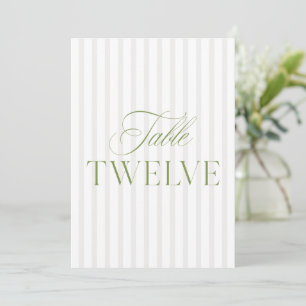 Convite Número da Tabela de Casamento Verde e Beige do Sag