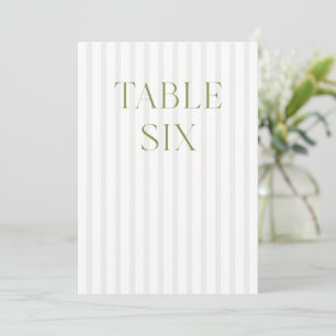 Convite Número da Tabela de Casamento Verde e Beige do Sag