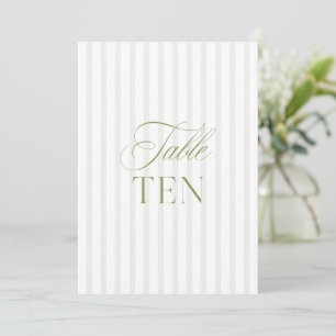 Convite Número da Tabela de Casamento Verde e Beige do Sag