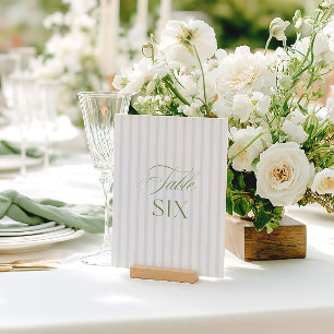 Convite Número da Tabela de Casamento Verde e Beige do Sag