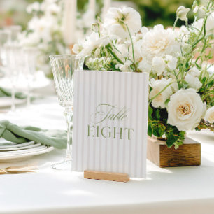 Convite Número da Tabela de Casamento Verde e Beige do Sag
