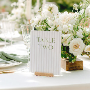 Convite Número da Tabela de Casamento Verde e Beige do Sag