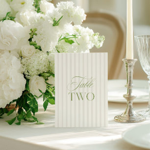 Convite Número da Tabela de Casamento Verde e Beige do Sag