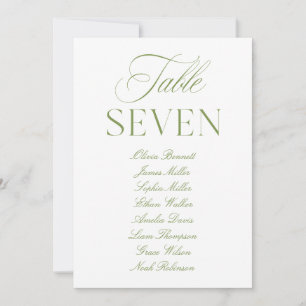 Convite Número da Tabela de Casamento Verde e Branco da El