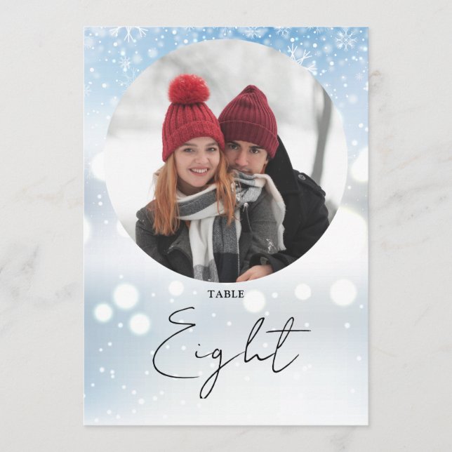 Convite Número da Tabela de Flocos de Neve de inverno de S (Frente)