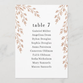 Convite Número da Tabela de Folhagem do ouro com Sentado