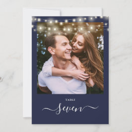 Convite Número da Tabela de Fotografias das Luzes Azuis da