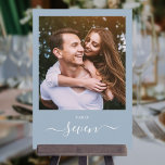 Convite Número da Tabela de Fotografias de Script Elegante<br><div class="desc">Estes elegantes e empoeirados números de mesas de fotos com dois lados e escrita são perfeitos para todas as comemorações. Projetado por Thisnotme©</div>