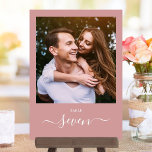 Convite Número da Tabela de Fotografias de Script Elegante<br><div class="desc">Estes elegantes números de mesas de fotos de frente dupla com um guião de rosa empoeirado são perfeitos para todas as celebrações. Projetado por Thisnotme©</div>