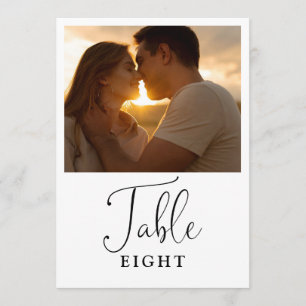 Convite Número da Tabela de Fotografias Elegante Preta E B