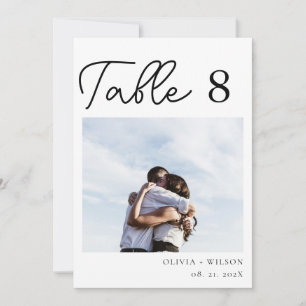 Convite Número da Tabela de Fotos de Casamento Floral Roxo